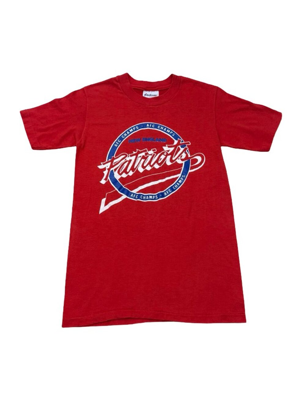 Vintage New England Patriots AFC Champs T-Shirt Red Single Stitch USA 1980s